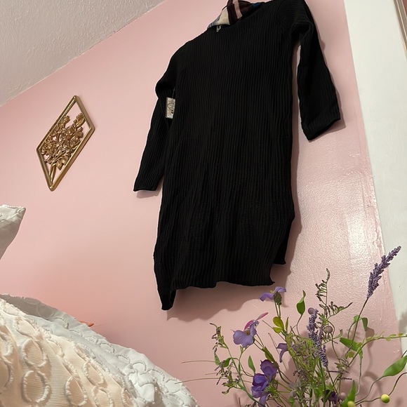 NWT Black Sweater Dress & Stripe Scarf 2-Piece - Picture 6 of 6